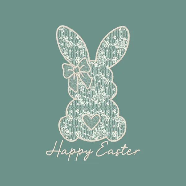 Happy Easter decal with a lace bunny