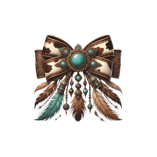 Turquoise Bow with Feathers decal
