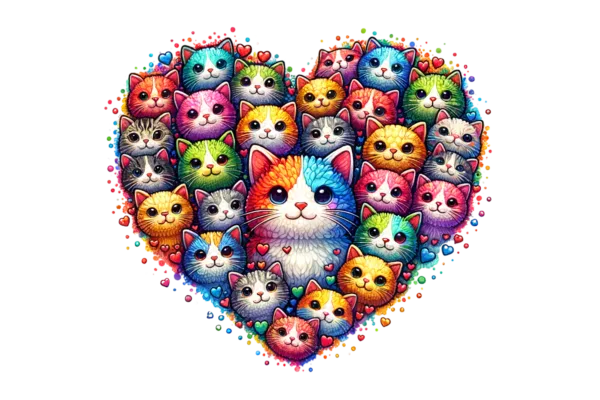 Colorful Cats Heart