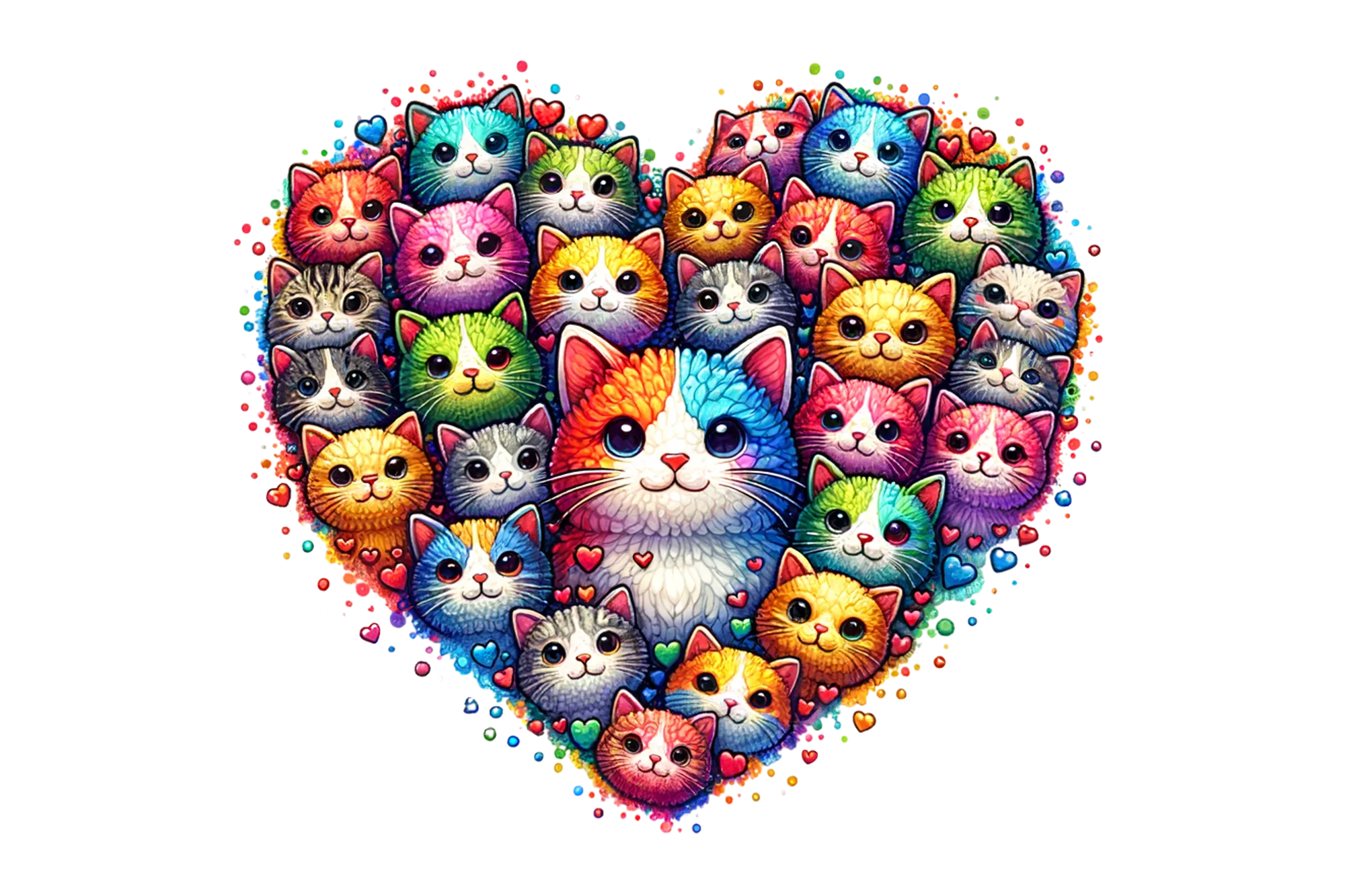 Colorful Cats Heart