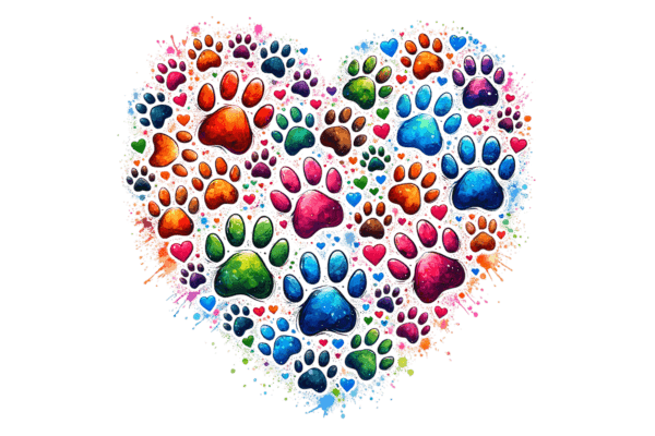 Colorful Paw Heart