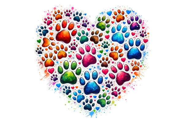 Colorful Paw Heart