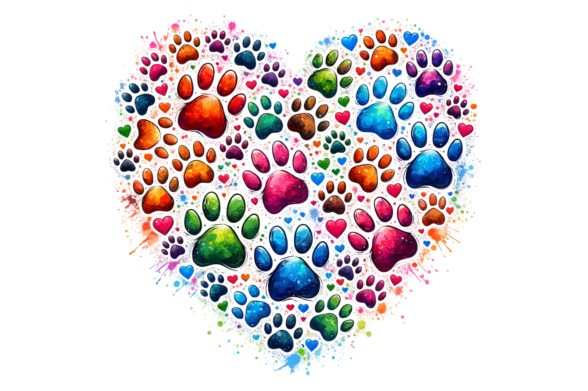 Colorful Paw Heart