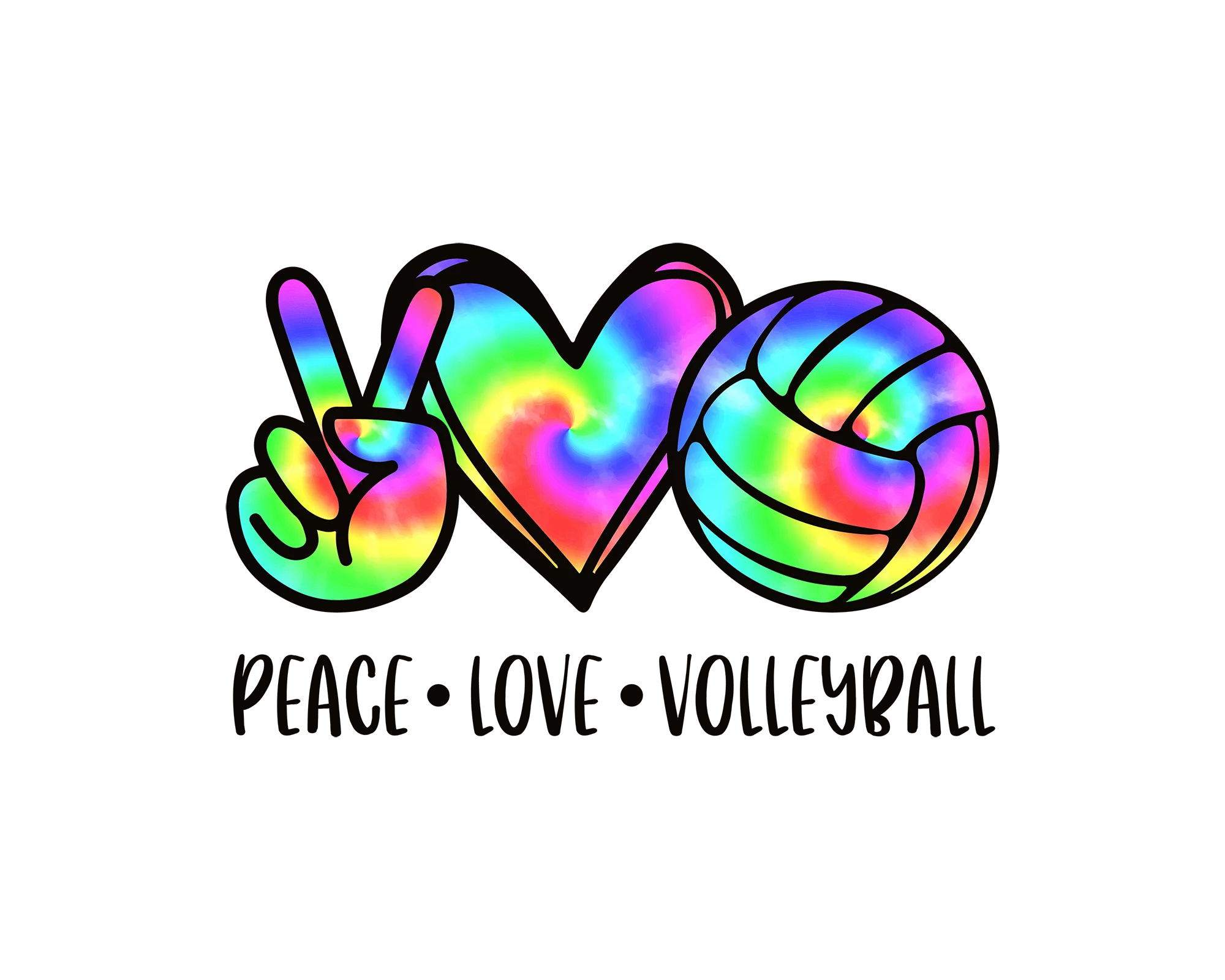 Peace Love Volleyball Colorful