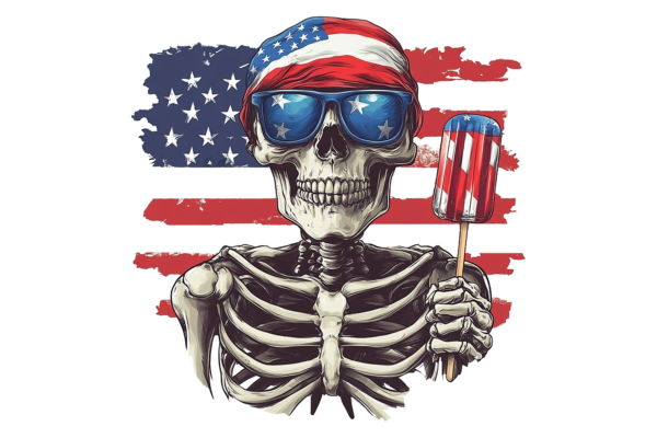 Skelly with Popsicle. 4th of July