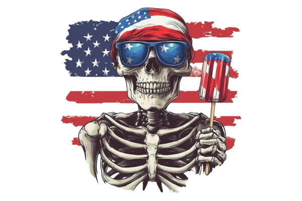 Skelly with Popsicle. 4th of July