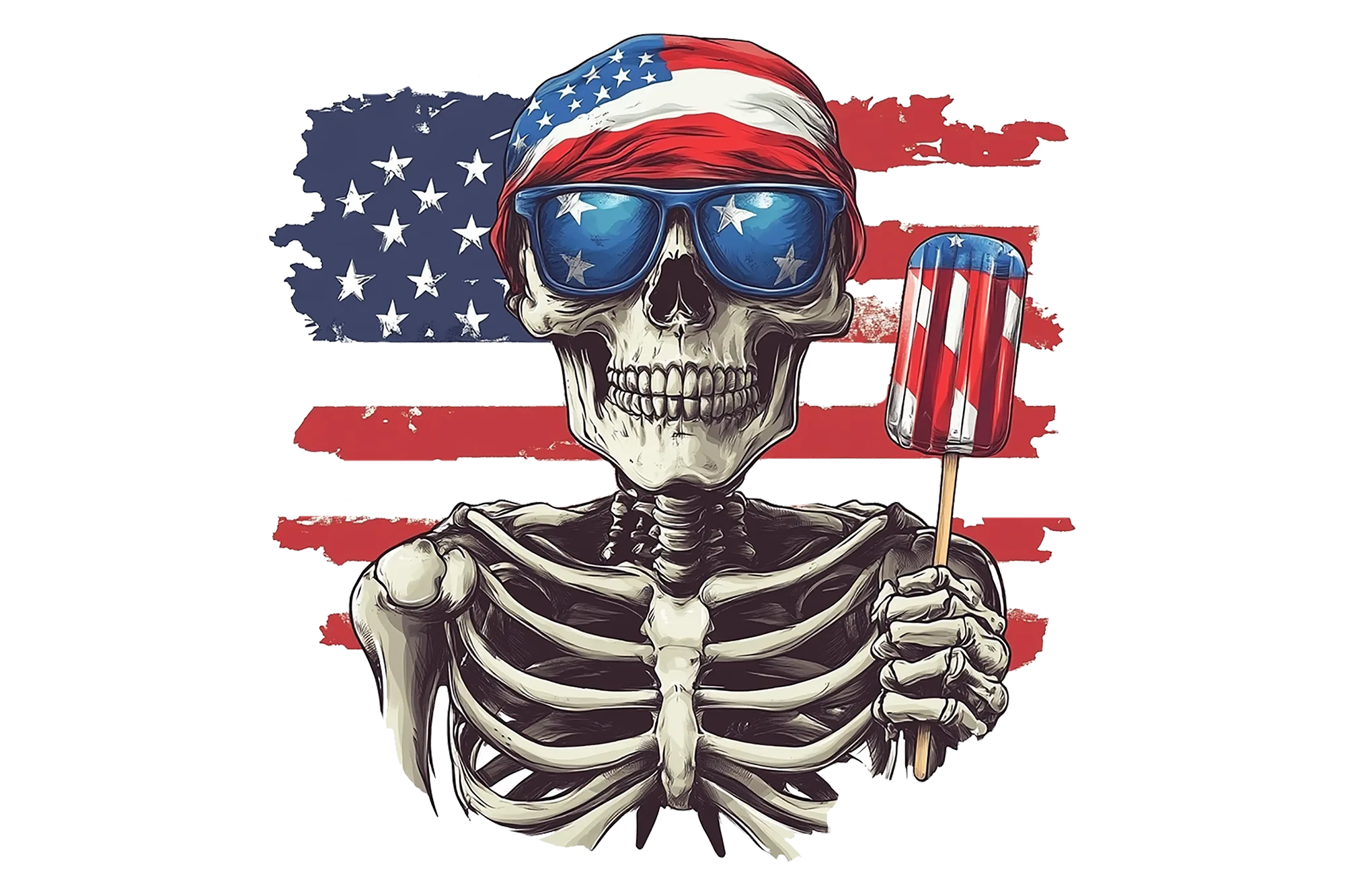 Skelly with Popsicle. 4th of July