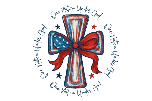 Patriotic Cross With Ribbon and Stars