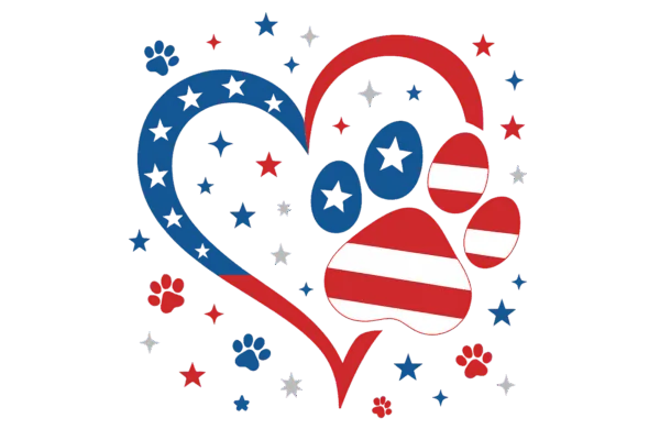 American Dog Paw Heart