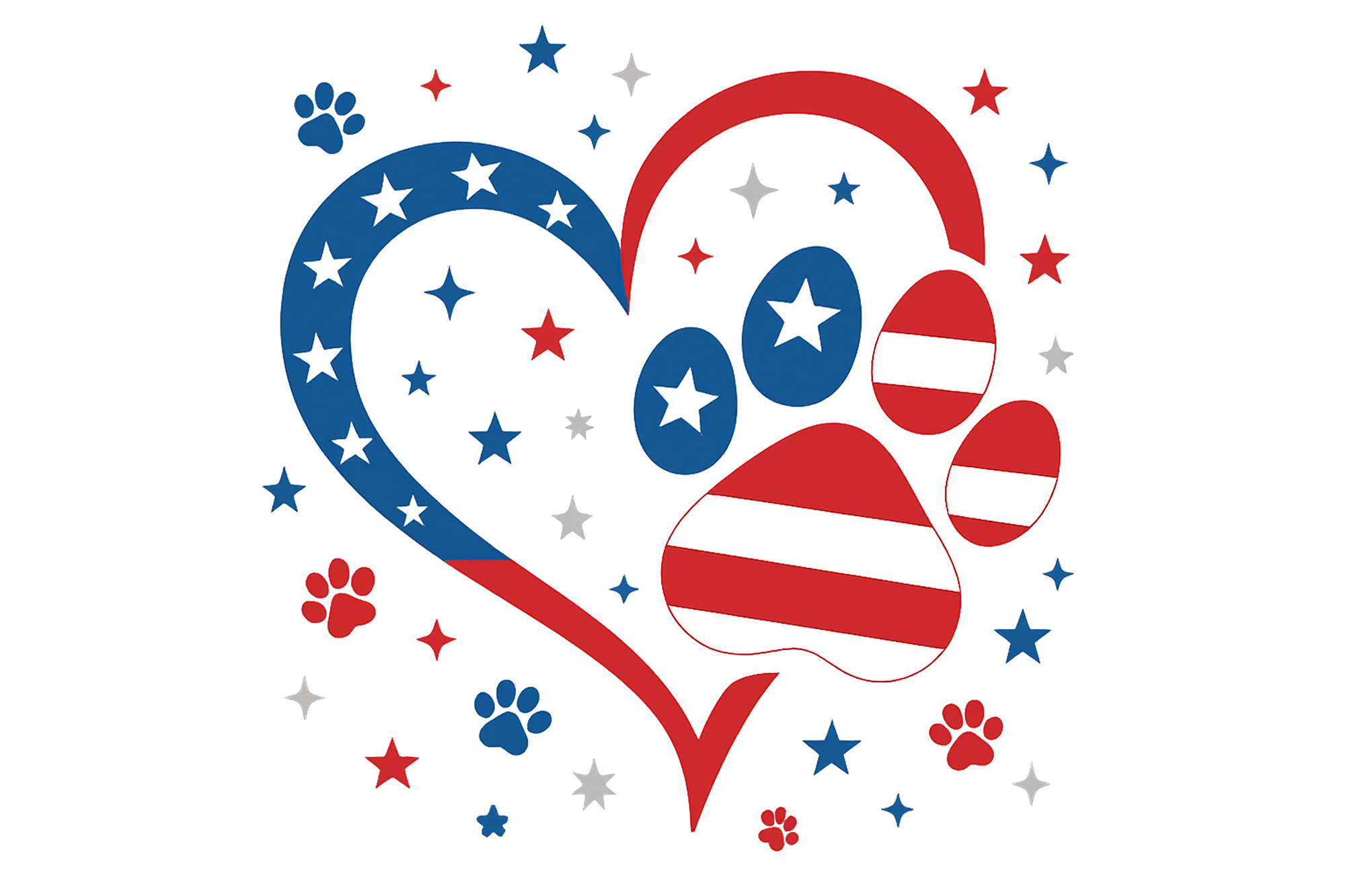 American Dog Paw Heart