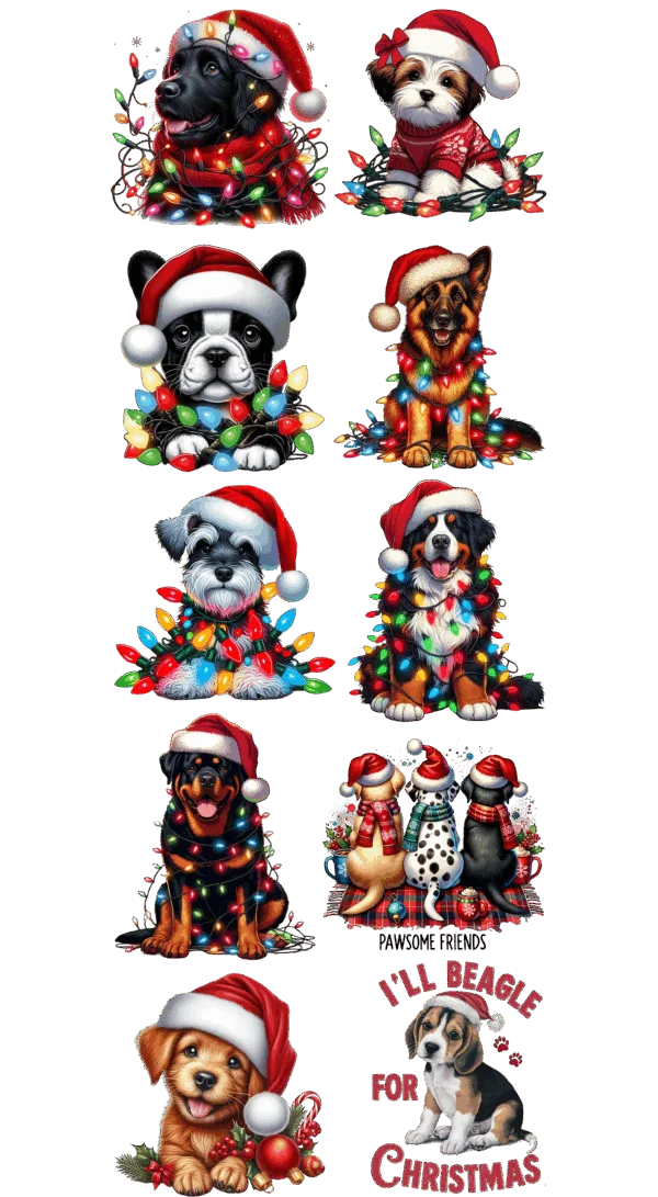 Pre-Made Puppy Christmas gang 22x60