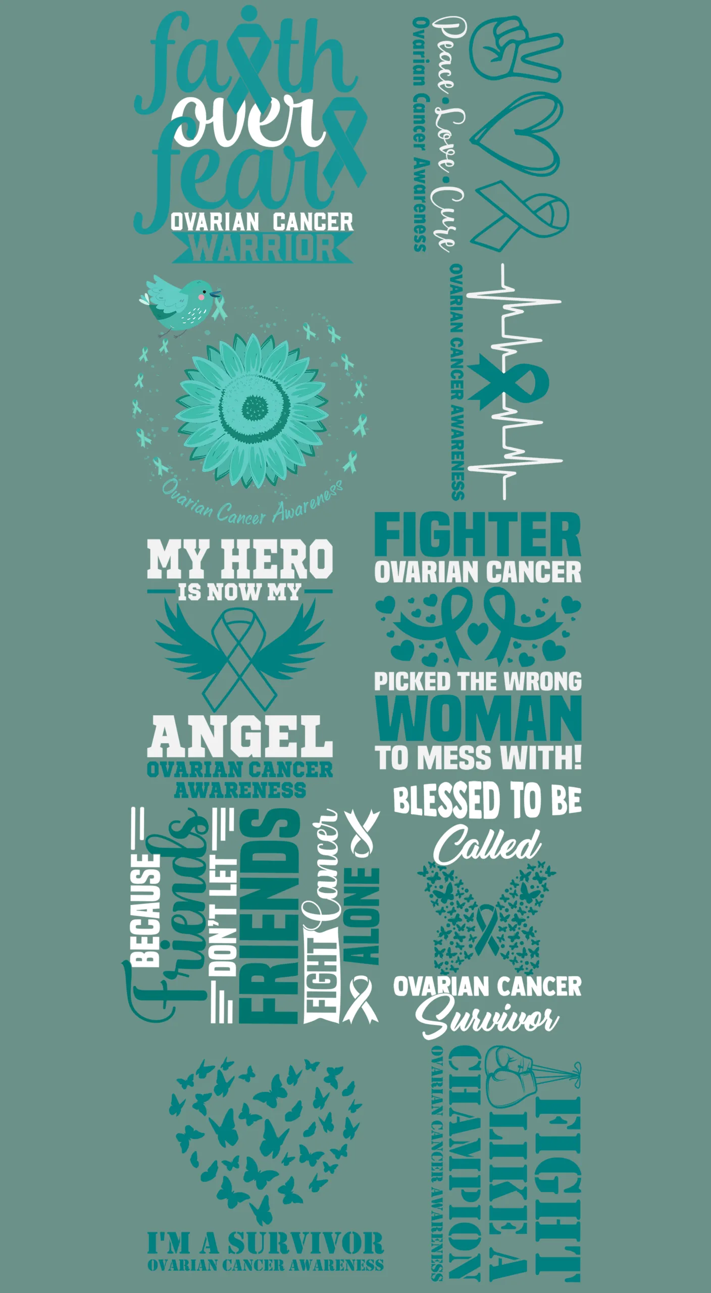 Pre-Made Ovarian Cancer Awareness gang 22x60