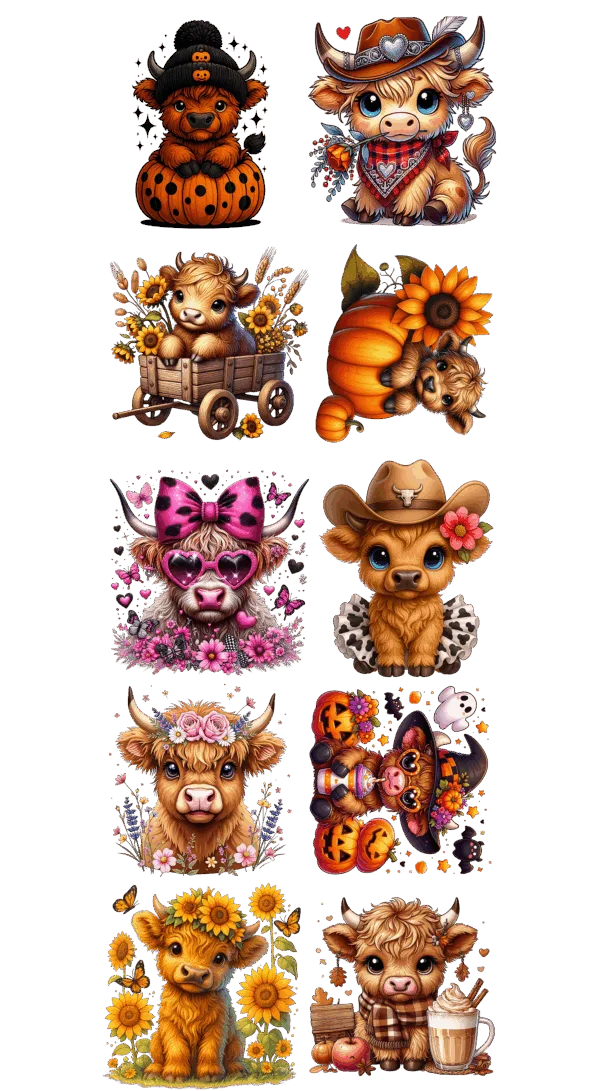 Pre-Made Highland Cow gang 22x60