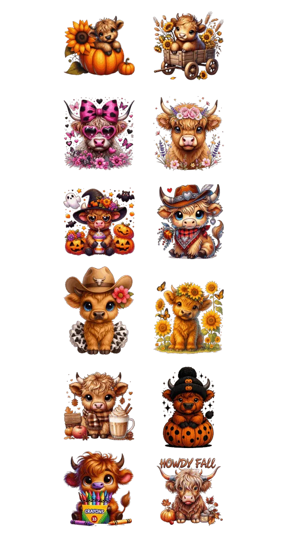 Pre-Made Youth Highland Cow gang 22x60