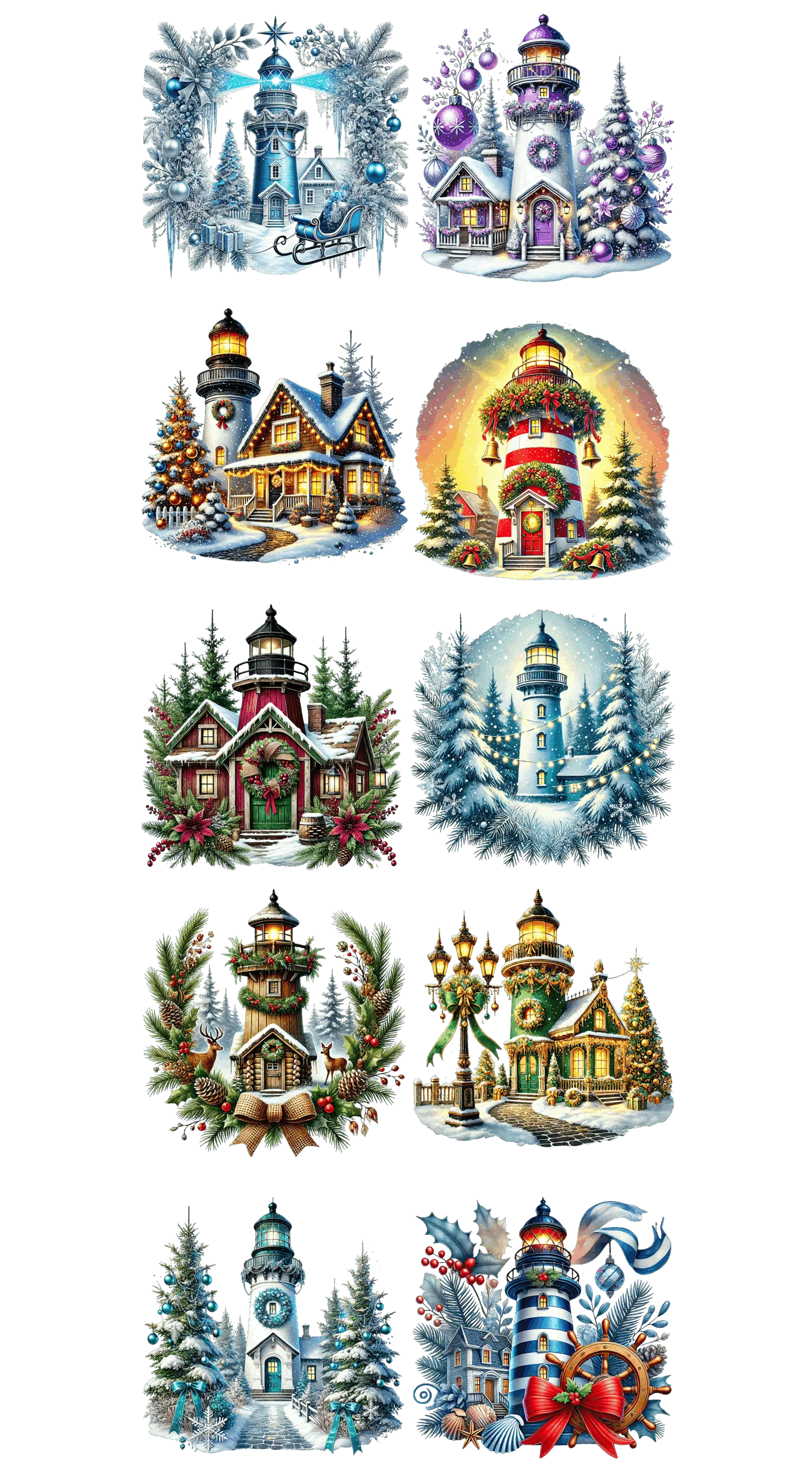 Pre-Made Christmas Lighthouses gang 22x60