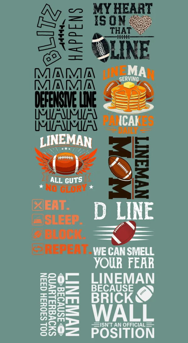 Pre-Made Football Lineman gang 22x60