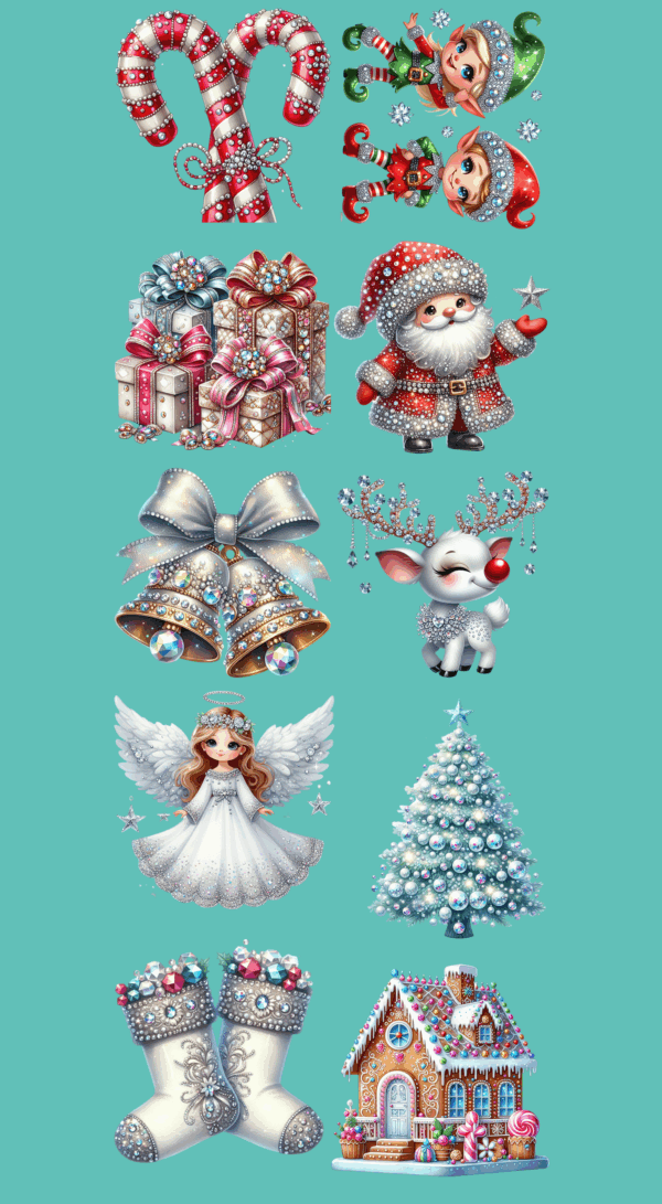Pre-Made Rhinestone Christmas Gang 22x60
