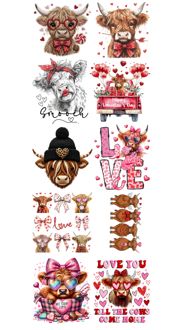 Pre-Made Valentines Highland Cow Gang 22x60