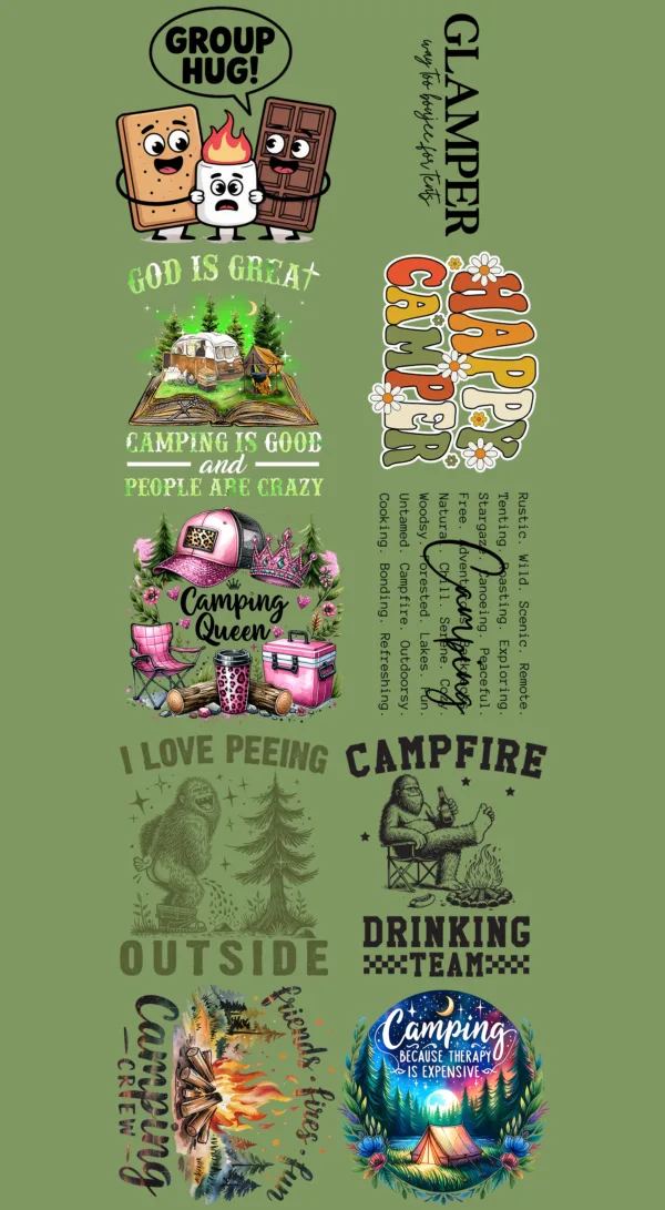 Pre-Made Camping Life Gang 22x60